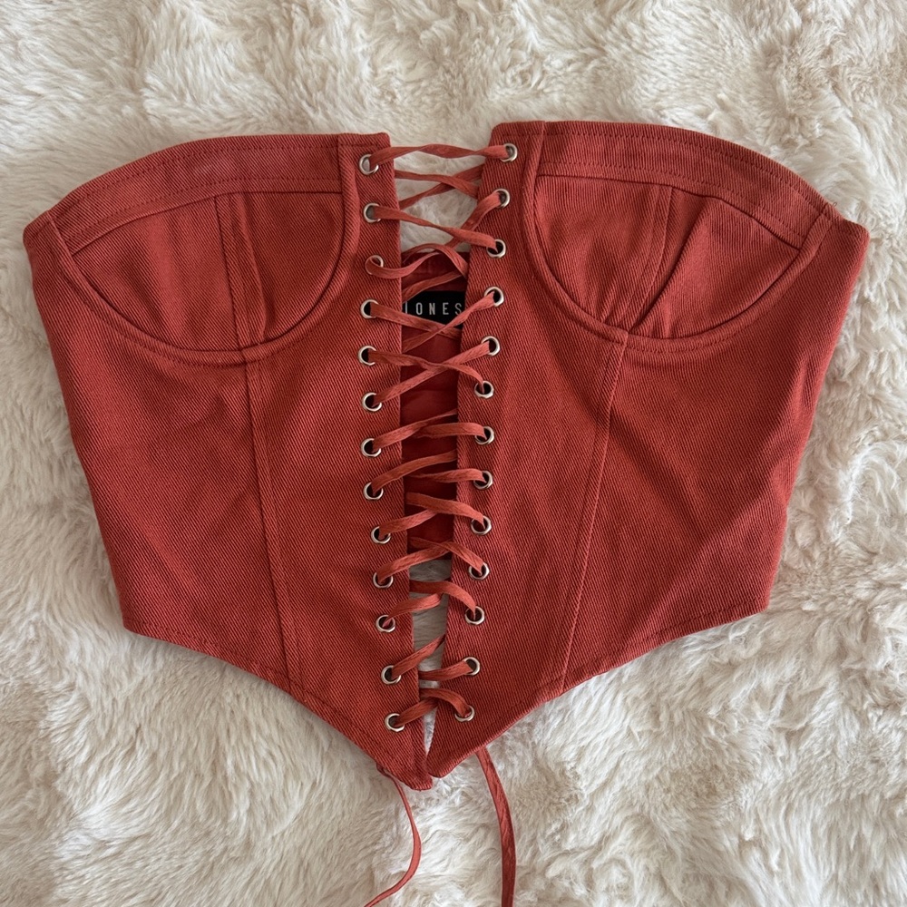 Lioness Rust Lace-Up Corset Top